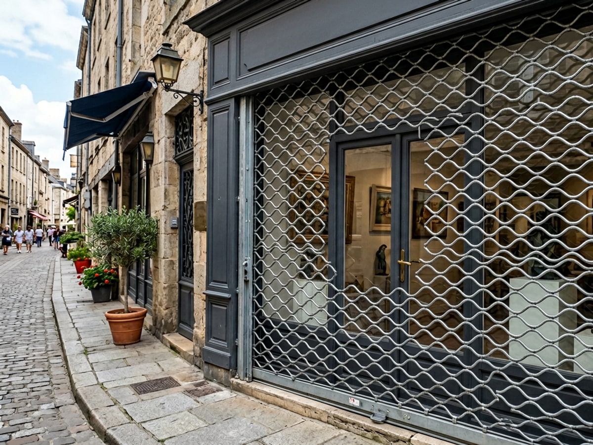 Grille métallique à tubes ondulés pour commerce